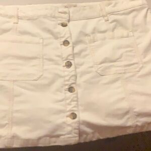 White Button-Front Skirt
